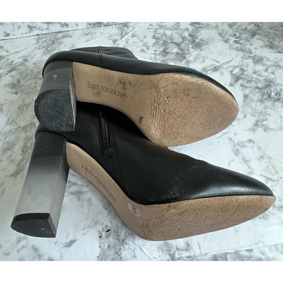 ENZO‎ ANGIOLINI Womens Size 7 Black Leather Ankle Bootie Heeled Boot - Picture 7 of 10